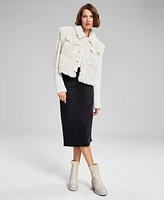 And Now This Women's Mixed-Media Long-Sleeve Jacket, Created for Macy's