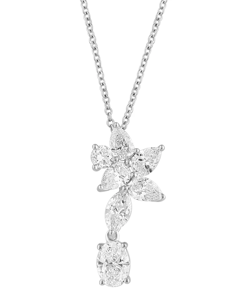 Effy Lab Grown Diamond Mixed-Cut Floral Motif 18" Pendant Necklace (1-7/8 ct. t.w.) in 14k White Gold