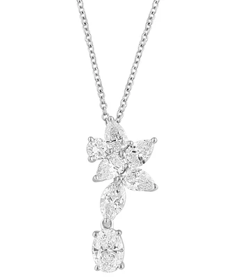 Effy Lab Grown Diamond Mixed-Cut Floral Motif 18" Pendant Necklace (1-7/8 ct. t.w.) in 14k White Gold