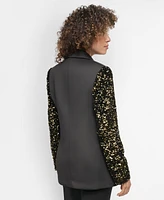 Dkny Women's Sequinned-Sleeve Single-Button Blazer