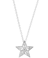 Effy Lab Grown Diamond Fancy-Cut Star Pendant Necklace (1 ct. t.w.) in 14k White Gold, 17" + 2" extender