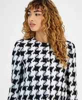 Bar Iii Women's Houndstooth Button-Front Jacket, Created for Macy's