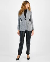 Bar Iii Women's Tweed Peak-Collar Blazer, Created for Macy's