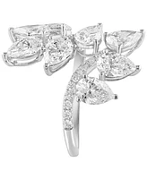 Effy Lab Grown Diamond Pear & Round Leaf Motif Bypass Ring (3-1/4 ct. t.w.) in 14k White Gold