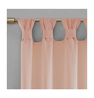 Rosette Floral Embellished Cuff Tab Top Solid Curtain Panel, 50"W x 95"L