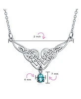 Bling Jewelry Blue Cz Good Luck Friendship Trinity Irish Love Knot Triquetra Infinity Statement Celtic Necklace Collar Pendant For Women Sterling Silv