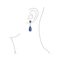 Bling Jewelry Classic Estate Art Deco Style Halo Linear Long Cz Statement Dangle Teardrop Chandelier Earrings Prom Party Jewel Colors Silver P