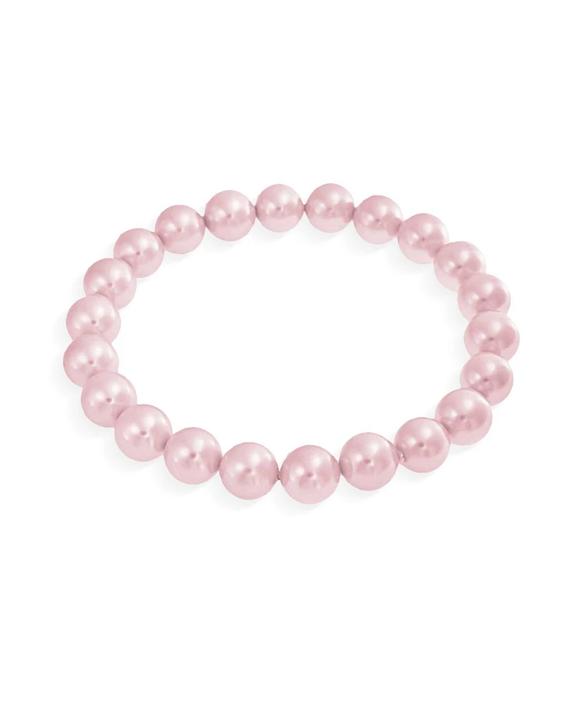 Bling Jewelry Fashion Simple Ball Round Stackable Single Strand Stretch Pale Pink Pearl Bracelet For Women For 10MM