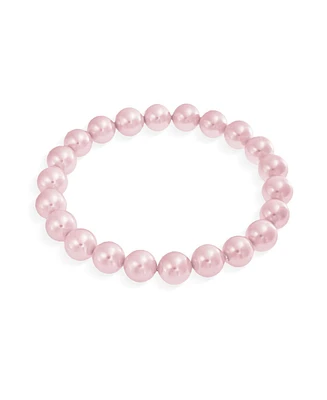 Bling Jewelry Fashion Simple Ball Round Stackable Single Strand Stretch Pale Pink Pearl Bracelet For Women For 10MM