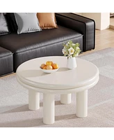 Tribesigns Round Coffee Table, 31.49" Cream White Center Table with 4 Legs, Modern Indoor Tea Table for Living Room, Small Space, Home Decor, Easy to