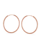 Bling Jewelry Lightweight Round Thin Endless Continuous Twist Hoop Earrings For Women Rose Gold Plated .925 Sterling Silver 1.75 Inches