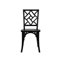 Merrick Lane Mara Set Of 2 Solid Wood Dining Chairs With Stackable Design, Ornate Seat Back Accenting, And Elegant Finish