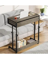Tribesigns Portable Desk with Drawers, Mobile Laptop Wheels, Couch Sofa Side Table Bed Desk, Small Standing for Home Office
