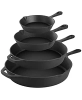 Megachef 13 Piece Cast Iron Skillet Set with Tempered Glass Lids and Silicone Holders