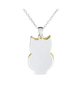 Bling Jewelry Two Tone Bird Animal Wise Graduate Dangling Owl Pendant Necklace Dangle Earrings Jewelry Set Yellow 14k Gold Plated .925 Sterling Silver