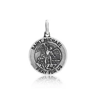 Bling Jewelry Religious Medal Patron of Military Police Security - Saint Michael Pendant Necklace for Women and Men in .925 Sterling Silver