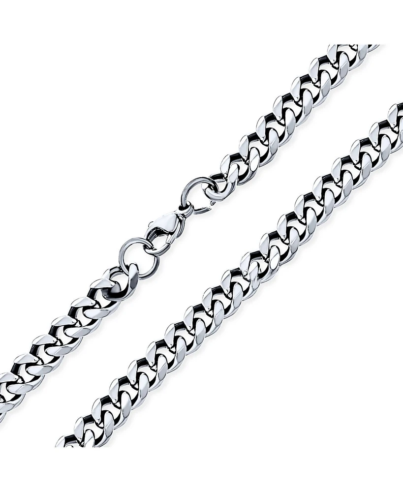 Bling Jewelry Urban Biker Solid Curb Link Chain Necklace Gold Tone Stainless Steel 7MM