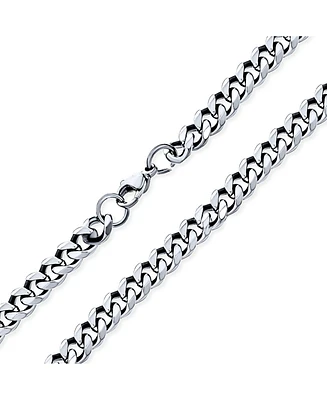 Bling Jewelry Urban Biker Solid Curb Link Chain Necklace Gold Tone Stainless Steel 7MM