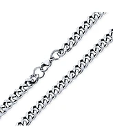 Bling Jewelry Urban Biker Solid Curb Link Chain Necklace Gold Tone Stainless Steel 7MM