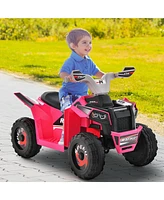 Gymax Kids Electric Ride On Atv Toy 6V Battery Powered Vehicle w/ Direction Control Rose Red