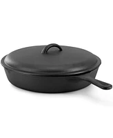 MegaChef 12 Inch Pre-Seasoned Cast Iron Skillet with Cast Iron Lid