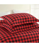 MarCielo 3 Pcs Christmas Red Buffalo Plaid Check Quilt Bedspread Set King