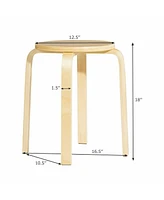 Gymax Set of 4 18'' Stacking Stool Round Dining Chair Backless Wood Home Decor