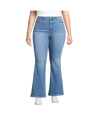 Lands' End Plus Recover Denim High Rise Skinny Flare Jeans