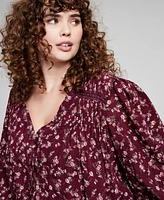 And Now this Plus Size Floral Lace-Trim Button-Front Top, Created for Macy's