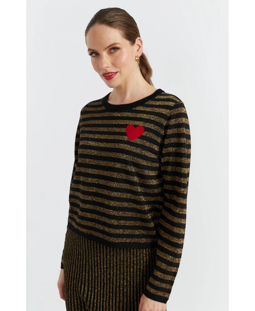 Chinti and Parker Women's Chinti & Parker Heart Breton Sweater