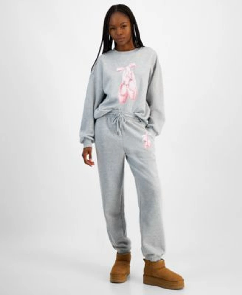 Madden Girl Ballet Graphic Sweatshirt Jogger Pants