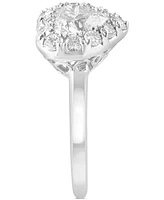 Effy Lab Grown Diamond Heart & Round Halo Ring (2-1/10 ct. t.w.) in 14k White Gold