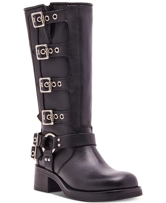 Steve Madden Women's Rocky Knee-High Buckled Moto Boots