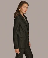 Donna Karan New York Women's Metallic Pinstripe One-Button Blazer