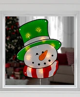 Northlight 15.75" Lighted Holographic Snowman Christmas Window Silhouette