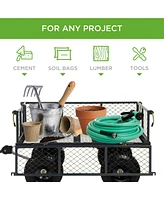 Best Choice Products Heavy-Duty Steel Garden Wagon Lawn Utility Cart w/ 400lb Capacity, Removable Sides, Handle - Gray