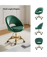 Hulala Home Modern Velvet Office Chair with Adjustable Swivel for Study Vanity