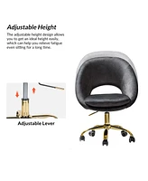 Hulala Home Modern Velvet Office Chair with Adjustable Swivel for Study Vanity