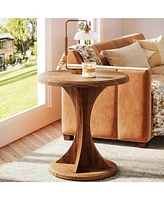 Tribesigns Round End Side Table: Wood Small Sofa Chair Side Table for Living Room, Mid-Century Bedside Nightstand for Bedroom, Accent Table, Easy Asse