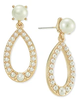 Charter Club Gold-Tone Imitation Pearl Open Drop Earrings, Created for Macy's