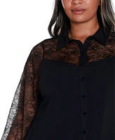 Belldini Black Label Plus Lace Inset Knit Blouse