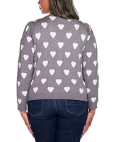 Belldini Plus Hearts Jacquard Cardigan Sweater