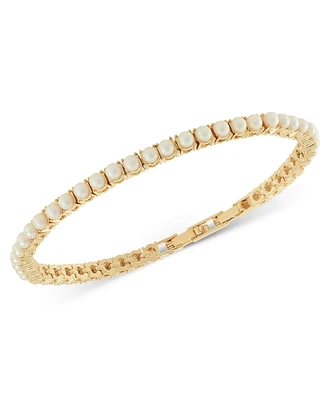 On 34th Gold-Tone Imitation Pearl Flex Bracelet, Created for Macy's