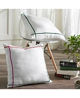 Ihi Home Solid Linen Pillow with Multicolor Strips