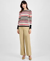 Anne Klein Women's Boat-Neck Striped Sweater