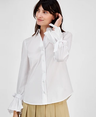 Anne Klein Women's Ruffle Bow Cuff Shirt