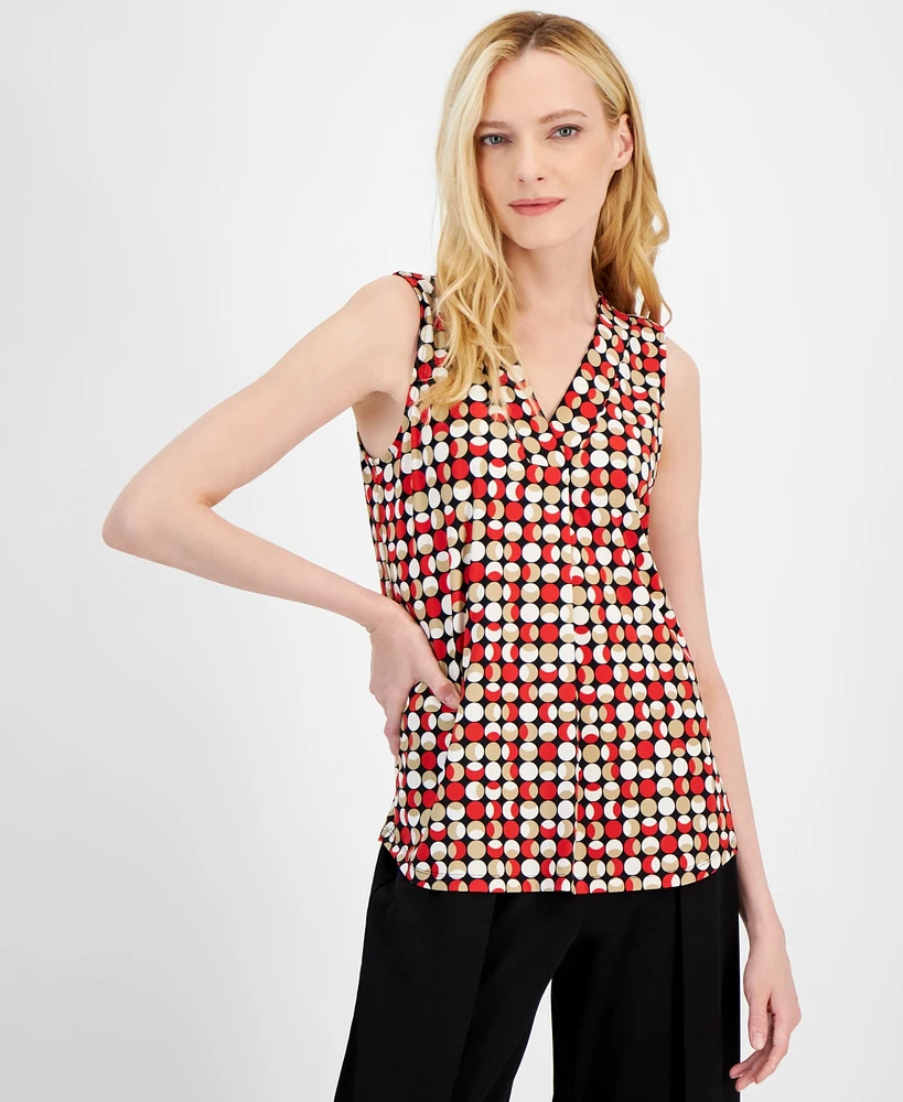 Anne Klein Women's Sleeveless Printed Blouse, Created for Macy's