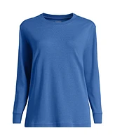 Lands' End Plus Cotton Relaxed Long Sleeve Crew Neck