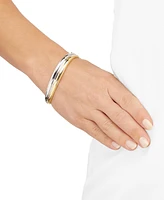 Polished Two-Tone Wavy Double Bangle Bracelet in Sterling Silver & 18k Gold-Plate