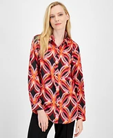 Tahari Asl Women's Printed Button-Front Blouse